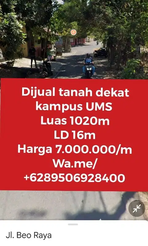 Dijual tanah lingkungan kampus UMS Surakarta