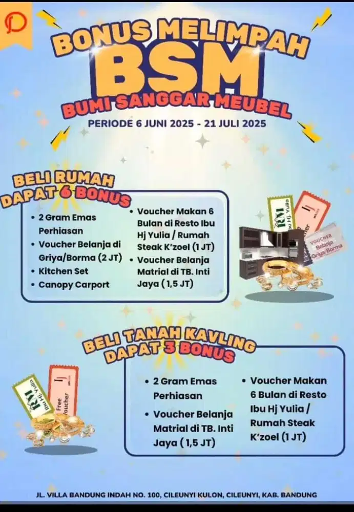 Beli kavling dapat emas 2gram Lokasi Ujungberung