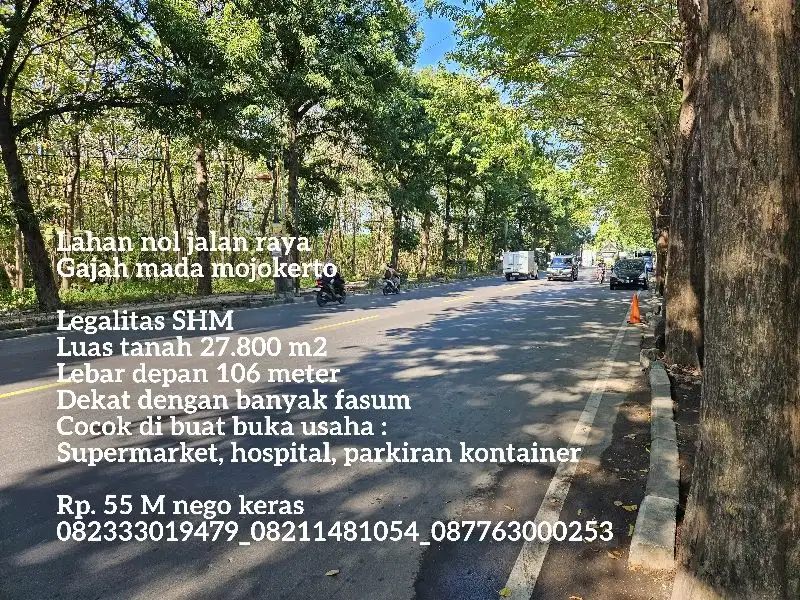 2 juta/m nego. Termurah lahan nol jl. raya gajah mada mojokerto