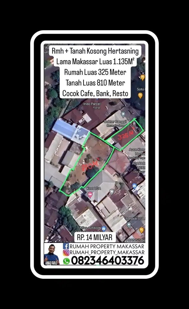 Rmh + Tanah Kosong Hertasning Lama Makassar Luas 1.135M²