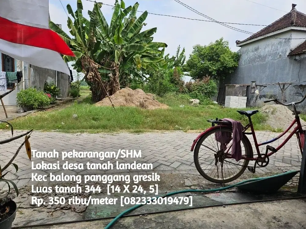Tanah pekarangan SHM balong panggang gresik
