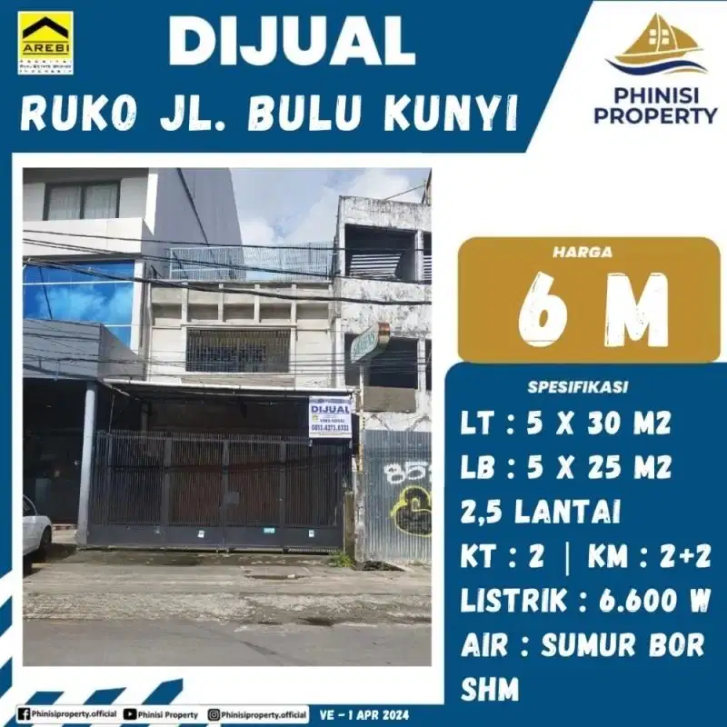 DIJUAL RUKO 2 LANTAI DI BULU KUNYI