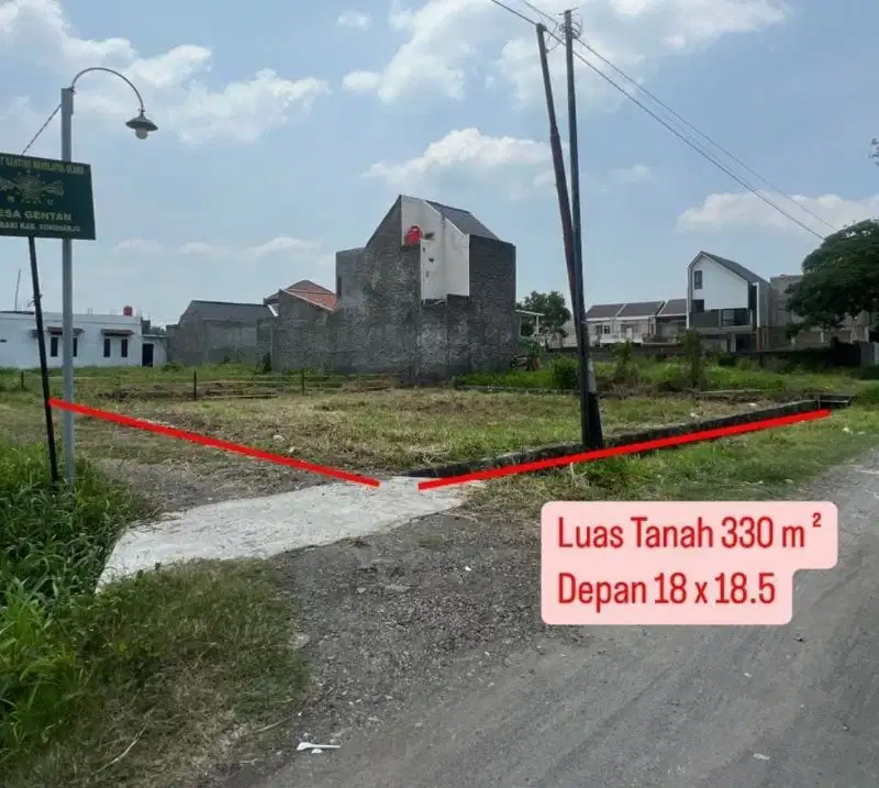 Tanah Ideal Strategis 330m² Siap Bangun Hook Gentan