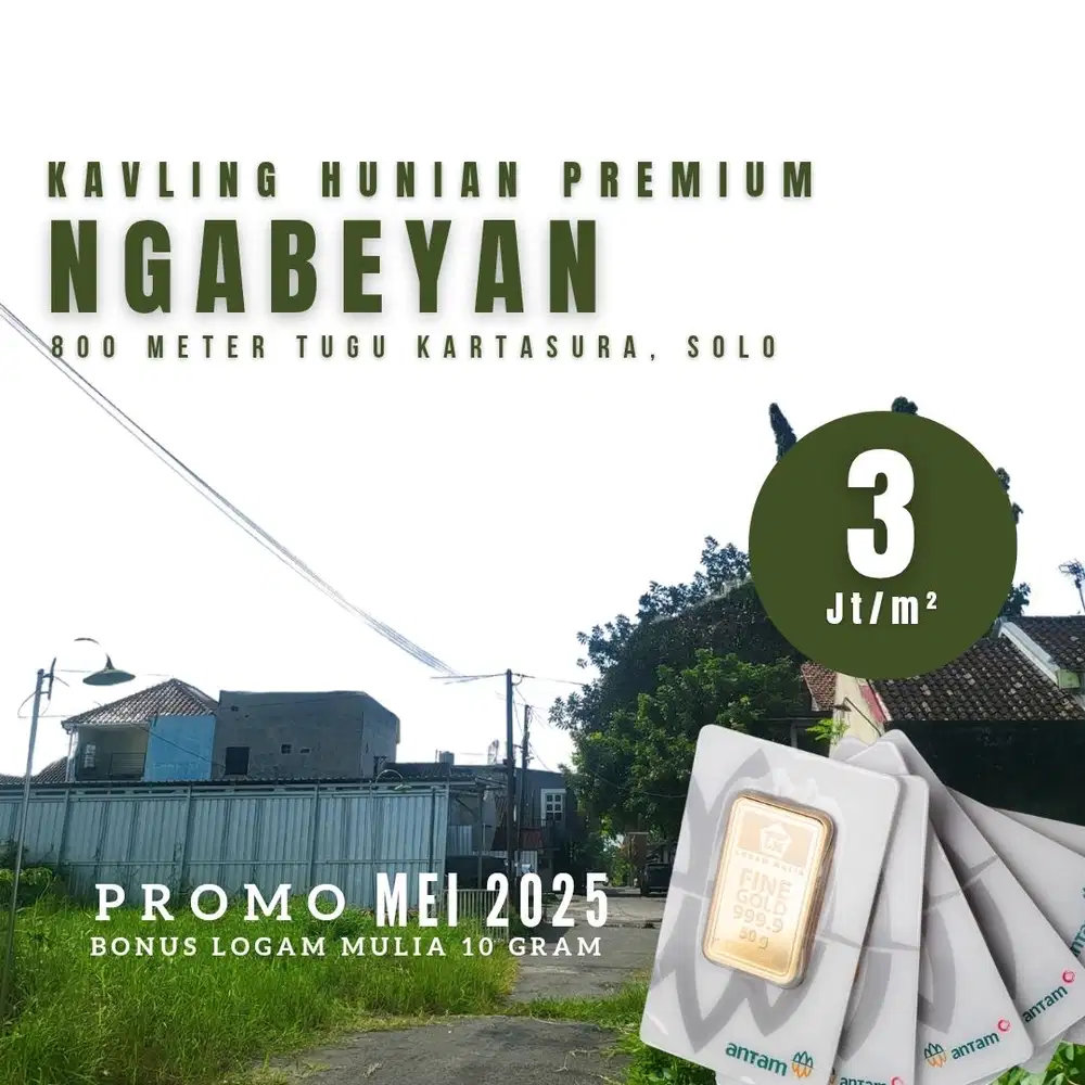 Dibeli Tanah Ngabeyan Luas 120 m2, Dekat RS Karima Utama