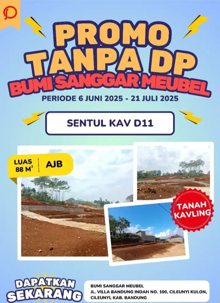 JUal Tanah kavling Murah  pinggir jalan