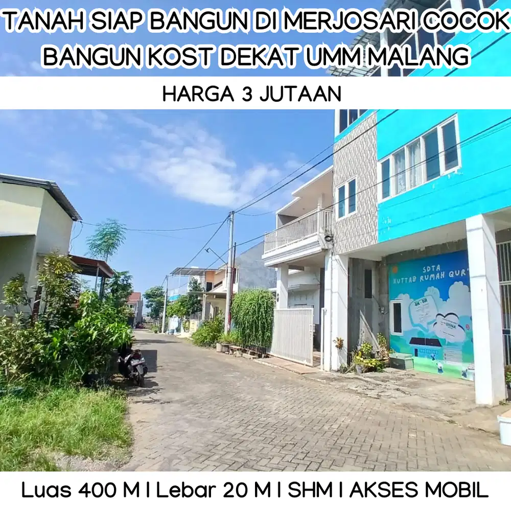 Tanah Siap Balik Nama dan Bangun Kost di Merjosari Malang