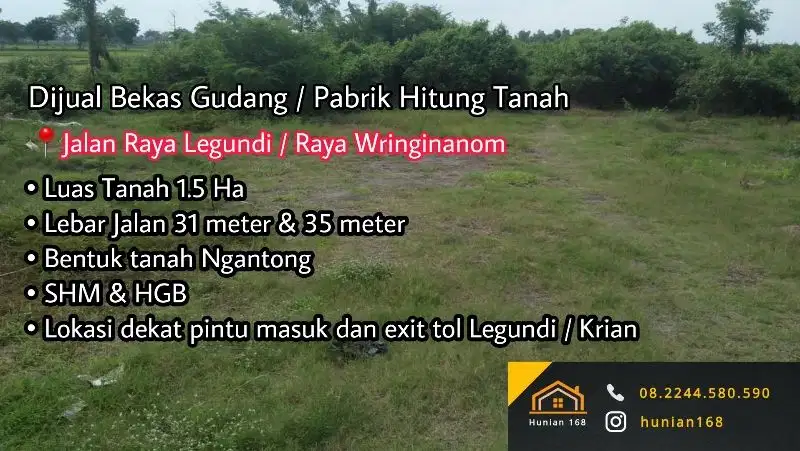 Tanah Kavling Industri Gudang Pabrik Raya Legundi Wringin Anom Gresik