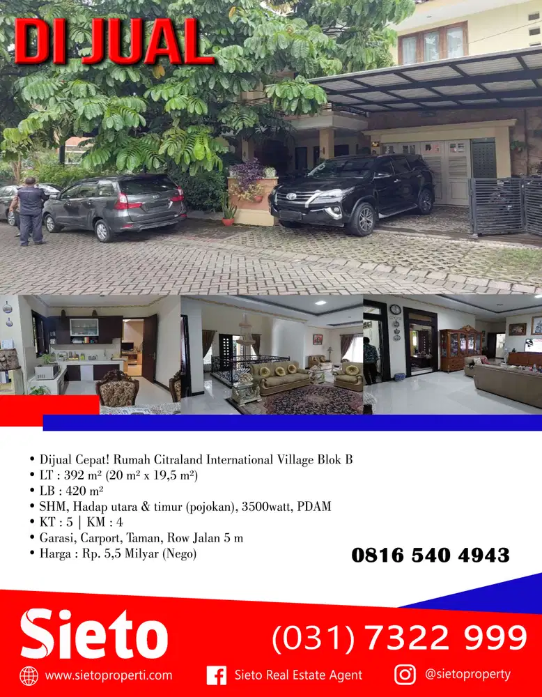 Dijual Cepat! Rumah Citraland International Village