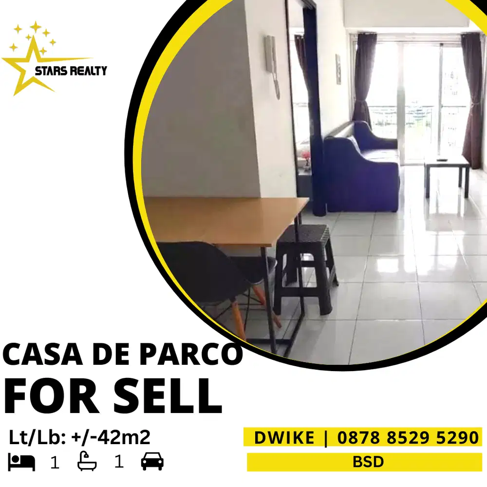 DIJUAL Apartemen Casa de Parco 1BR Orchidea Furnished Hanya 500 Jutaan