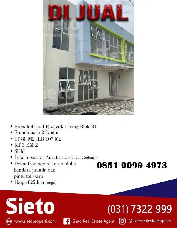 PROMO . DIJUAL RUMAH DI RITZPARK LIVING SODOARJO
