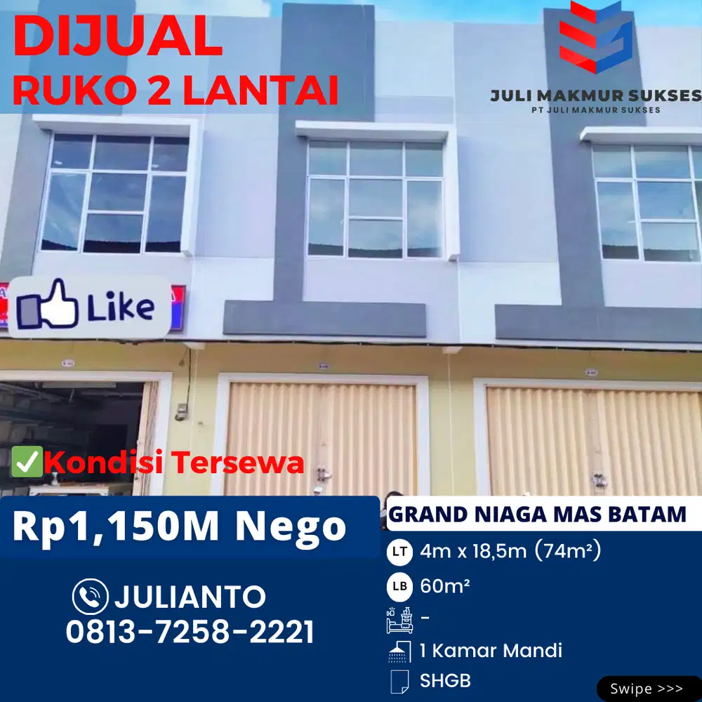 Dijual Ruko 2 Lantai di Grand Niaga Mas Batam Center