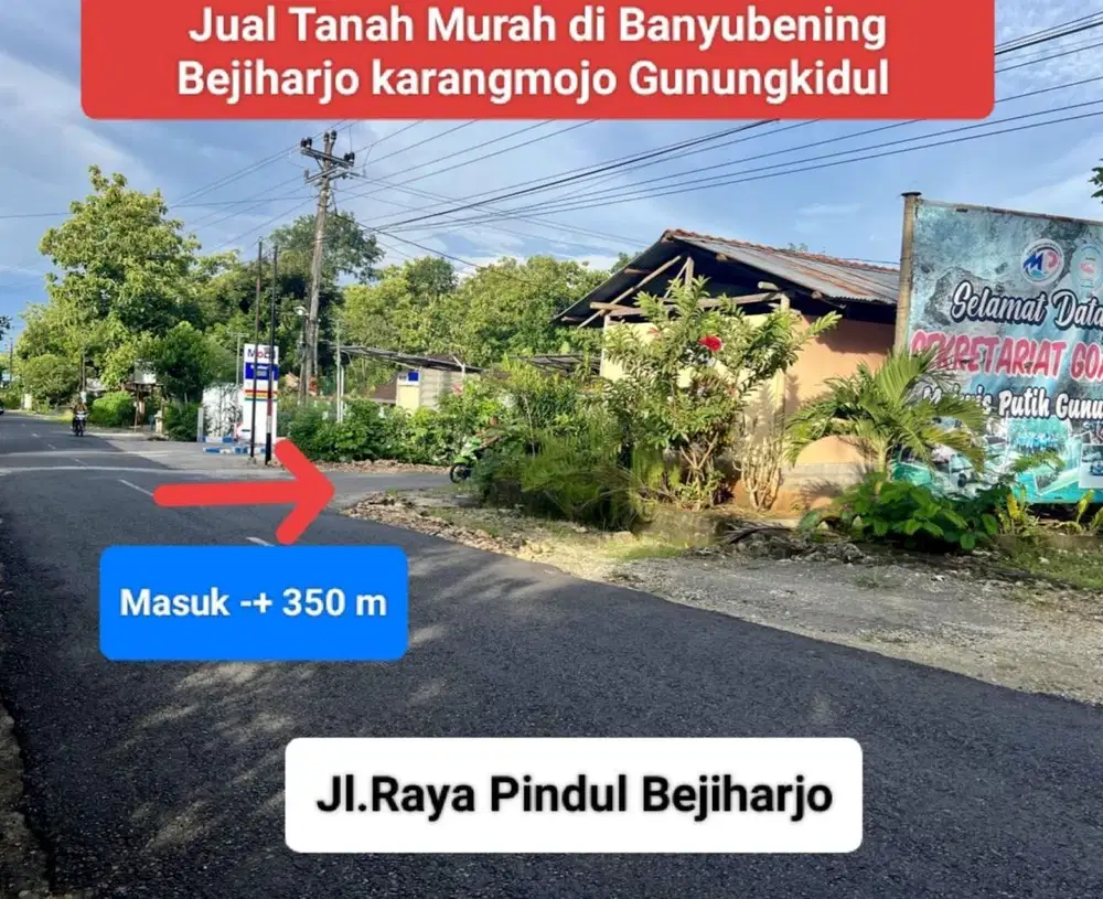 Jual tanah murah strategis di wisata Goa Pindul Bejiharjo Gunung Kidul