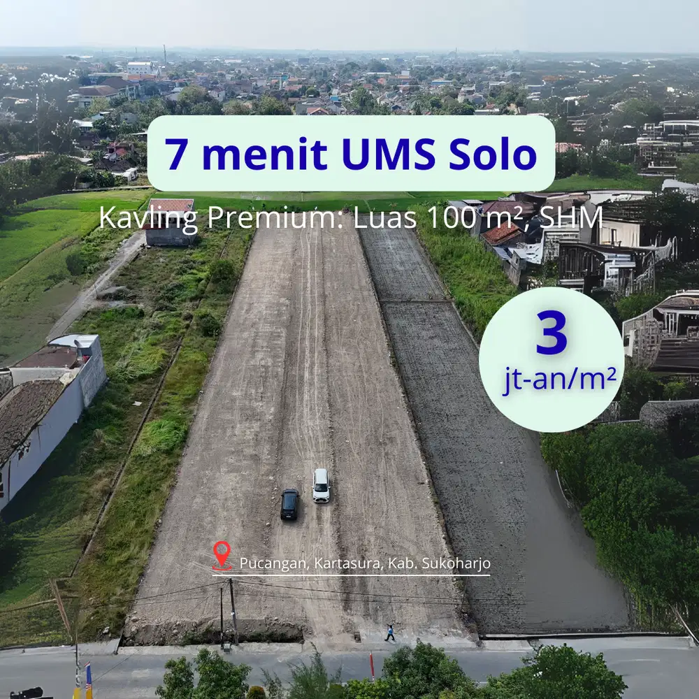 Tanah kartasura Solo Dijual 3 Jt-an/m2: Info Bisa Pesan Bangun Rumah