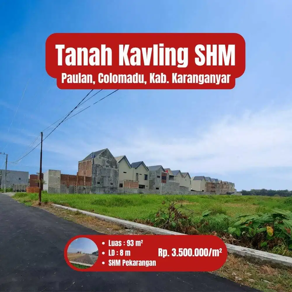 Tanah area UMS Solo, Luas 94 m², SHM