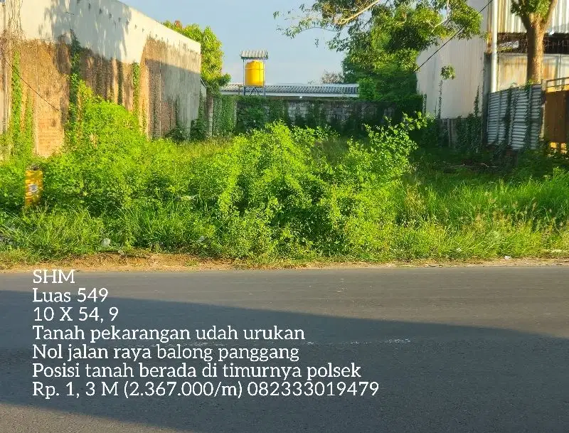Tanah luas 548 termurah timur pasar balong panggang