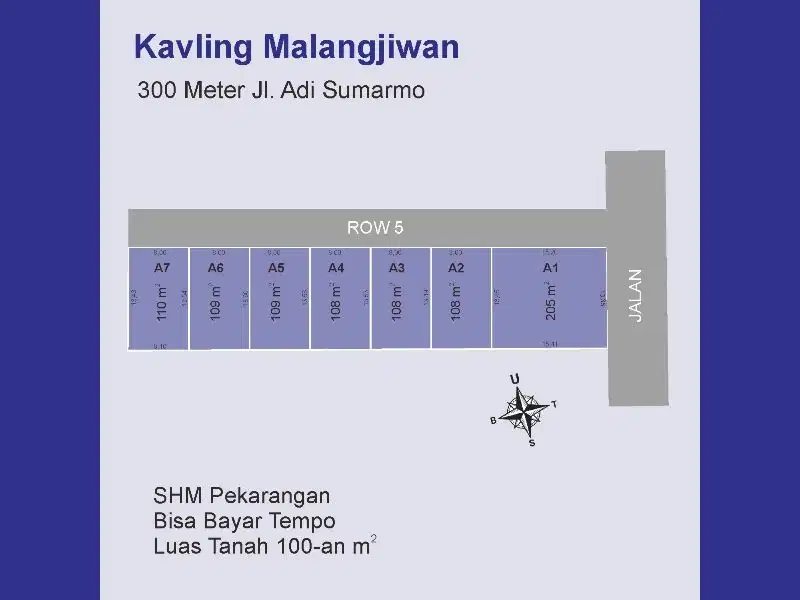 100 meter Jalan Raya Adi Sucipto Colomadu, Tanah Siap AJB Notaris
