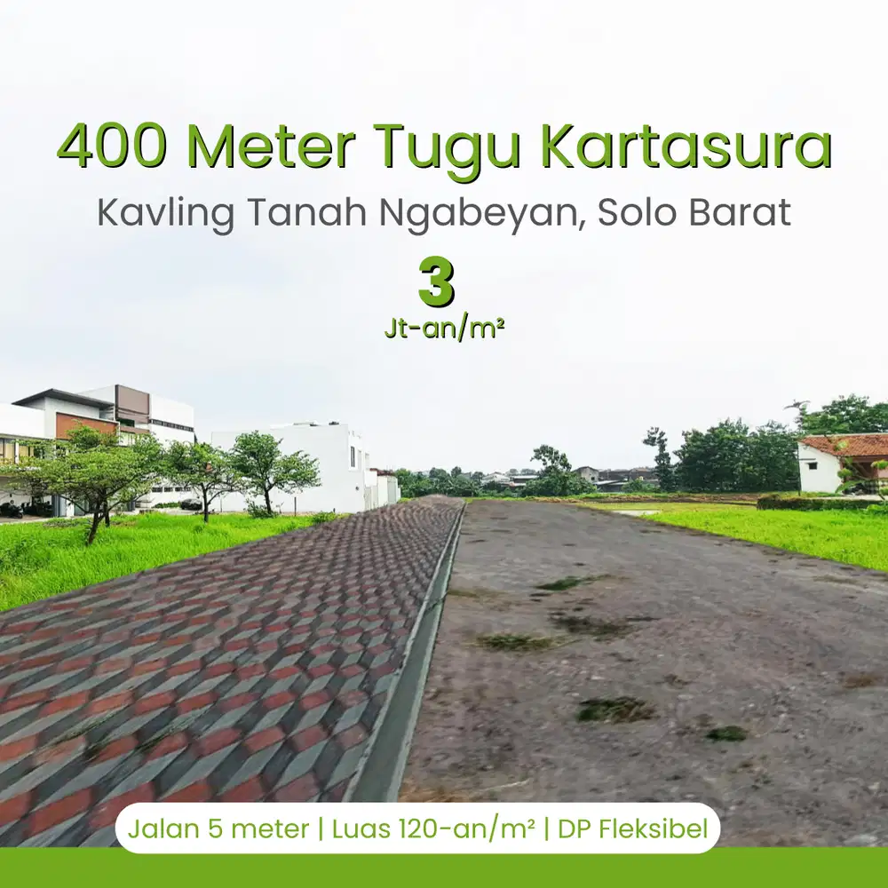 Dijual Tanah Murah Solo Barat, 2 Menit RS Karima Utama, DP Fleksibel