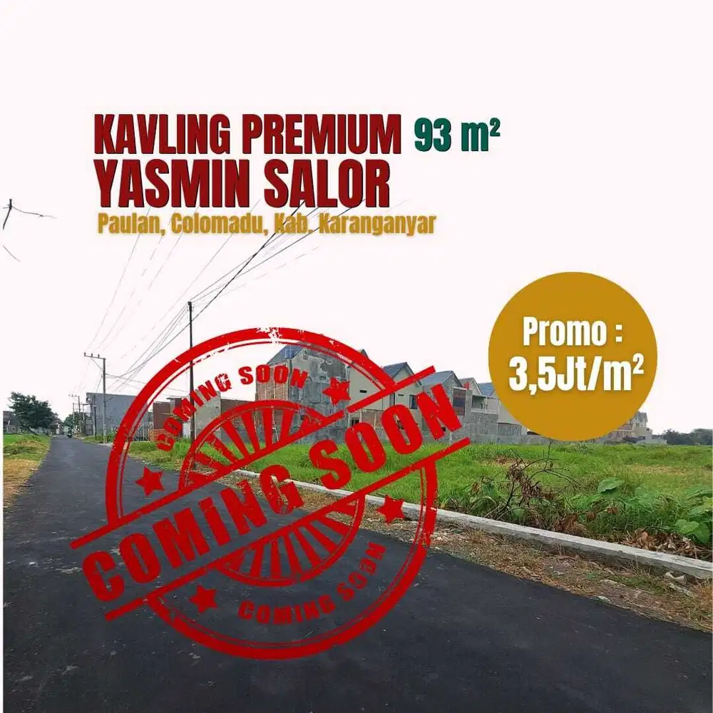 Tanah  Colomadu 3 Jt-an/m2: Dekat UMS Solo, DP Fleksibel