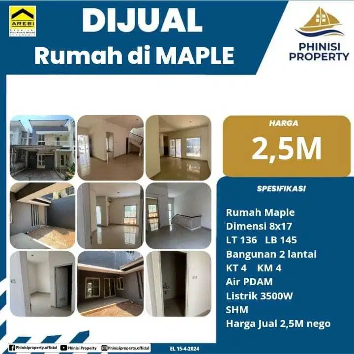 DIJUAL Rumah Harga Terbaik & Bersih kompleks The Maple Tanjung Bunga