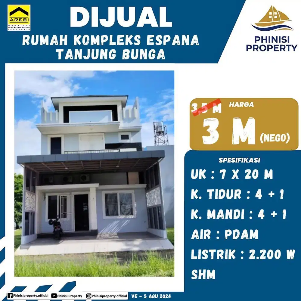 DIJUAL Rumah 2 Lantai di Espana Tanjung Bunga