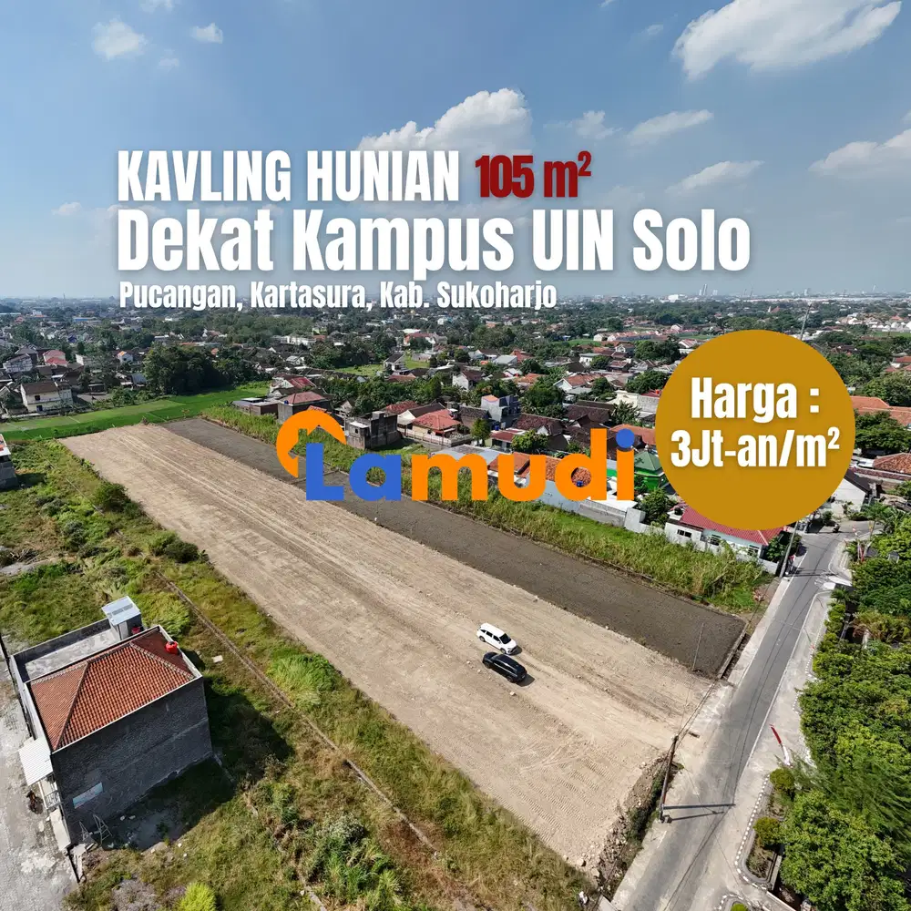 Area UIN Surakarta: Tanah Murah Bisa Bangun Rumah/Kost Bebas Desain