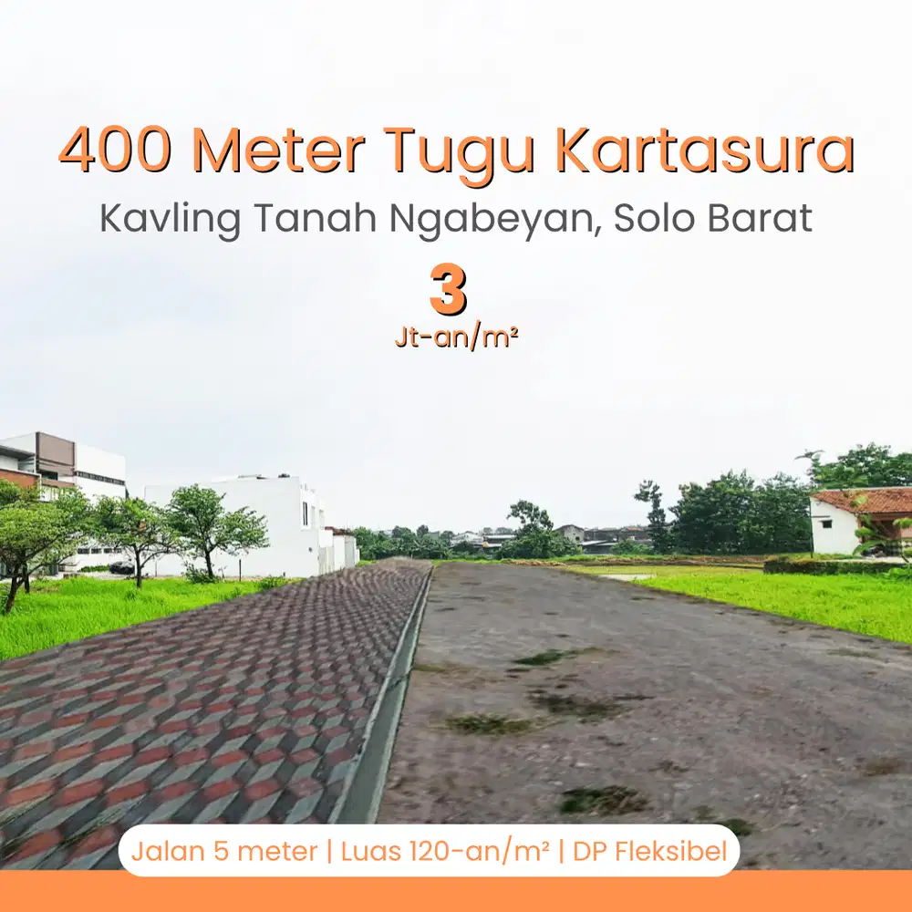 Jual Tanah di Kartasura, 2 Menit RS Karima Utama, Cocok Bangun Kost