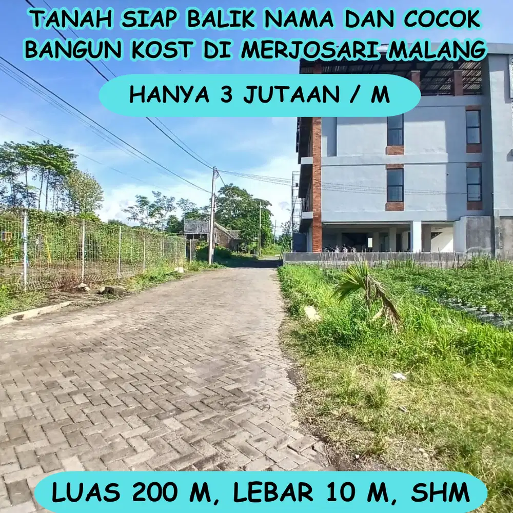 Tanah Murah Kawasan Kampus di Merjosari Malang