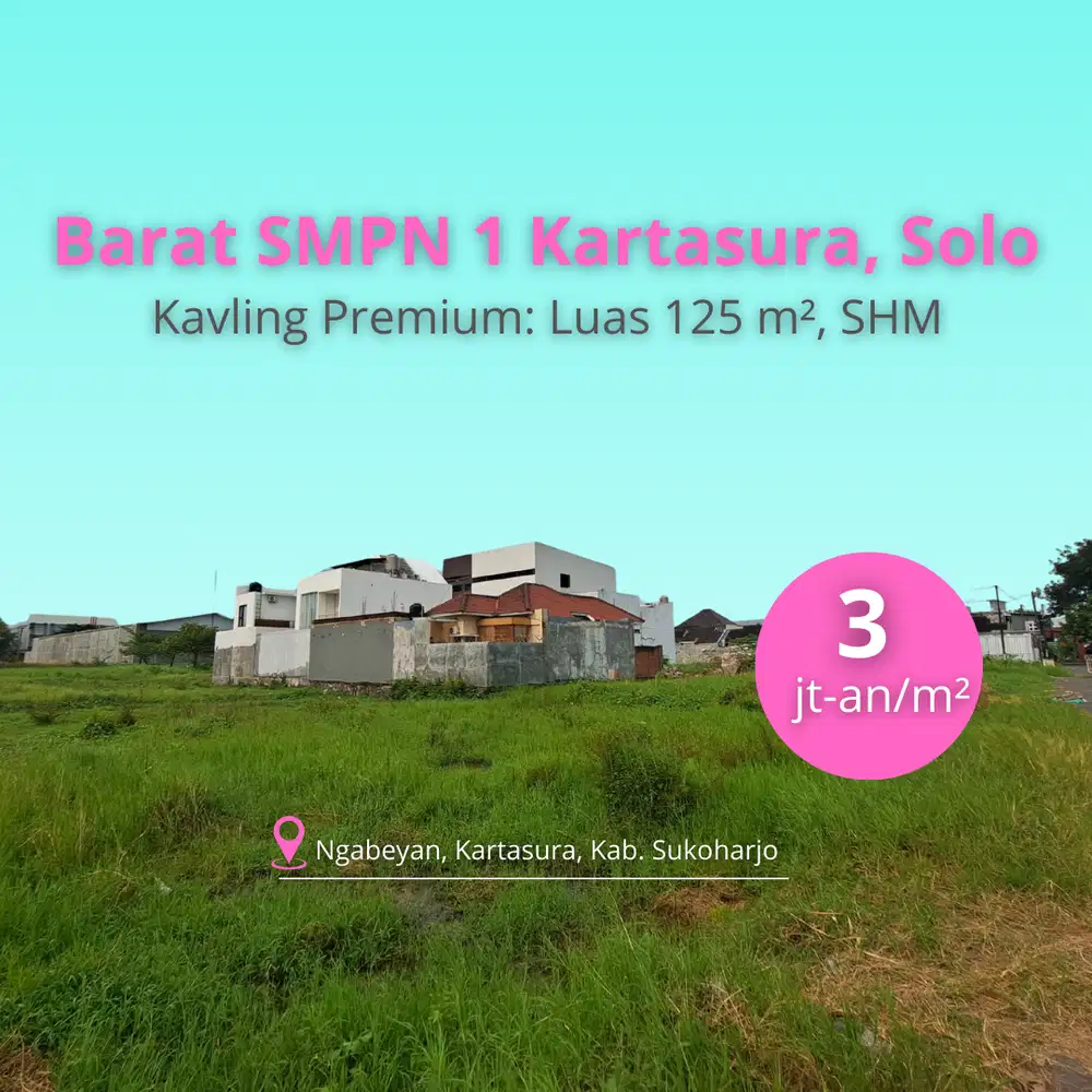 Tanah Kavling SHM Murah Solo Barat 3 Jt/m², Bisa Pesan Bangun Rumah