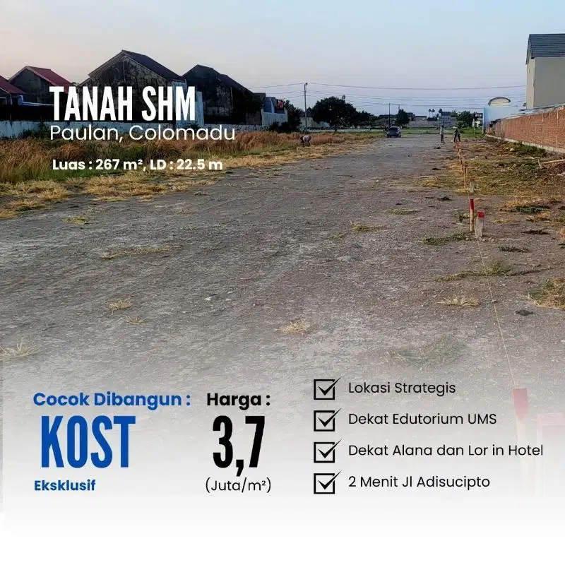 Kavling Kost Colomadu, Dekat Edupark UMS