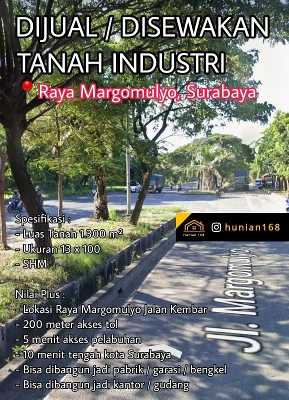 JUAL SEWA Kavling Tanah Industri Gudang Raya Margomulyo Surabaya