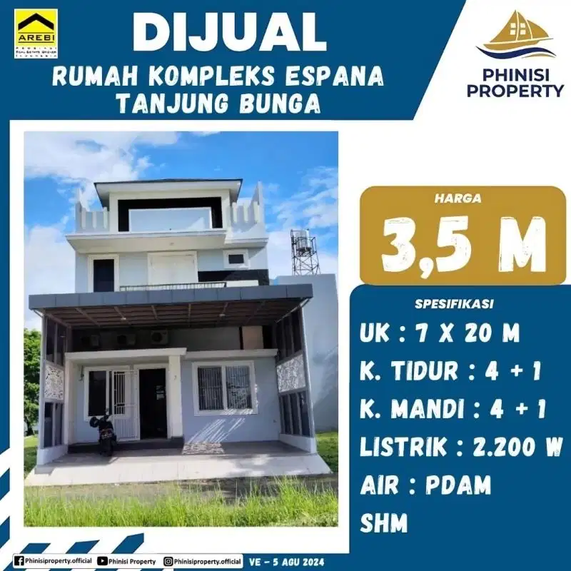 DIJUAL RUMAH CANTIK DI TANJUNG BUNGA KOMP. ESPANA