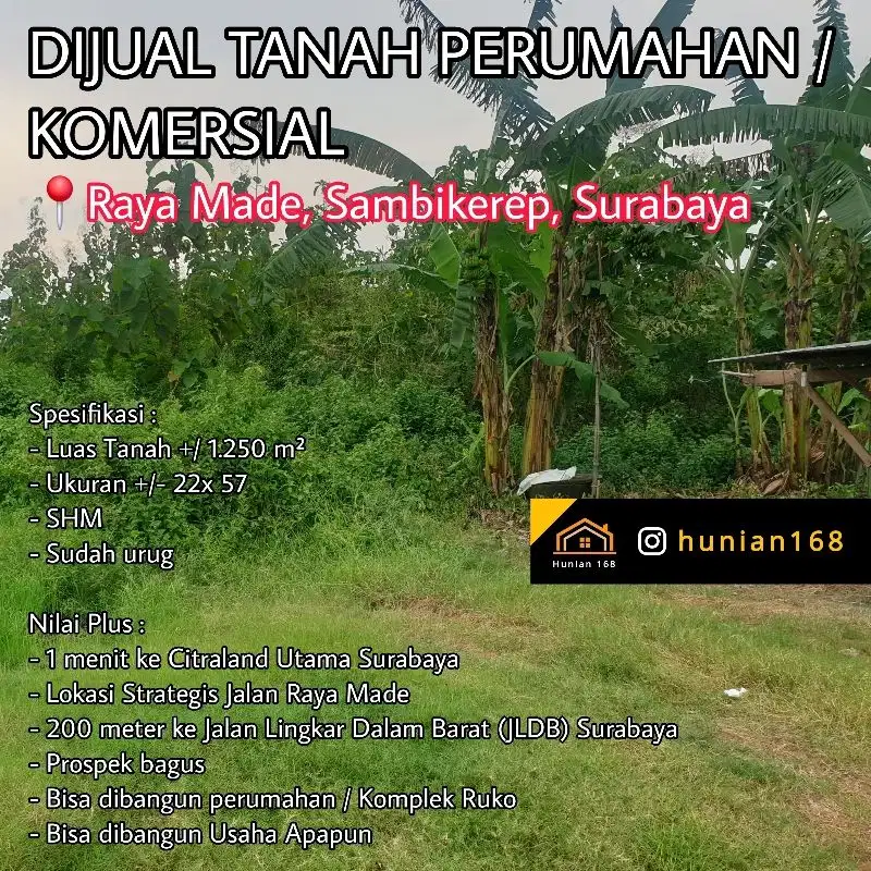 Tanah Perumahan Developer Komersial Komplek Ruko Raya Made Surabaya