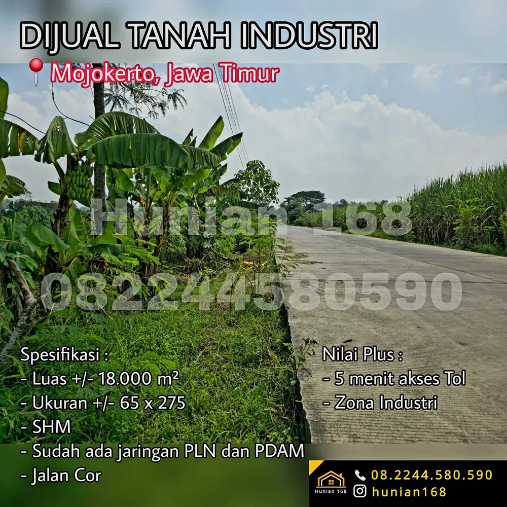 JUAL Tanah Industri Gudang Pabrik Raya Mojokerto Mojosari Mlirip