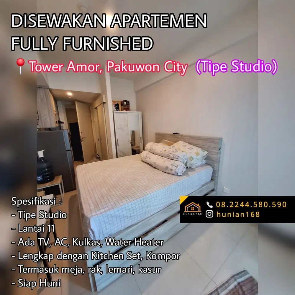 Apartemen Studio Full Fully Furnished Tower Amor Pakuwon City Surabaya