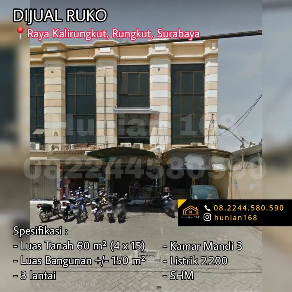 RUKO Raya Kalirungkut Rungkut Tenggilis Asri Utara Lor Kidul Surabaya