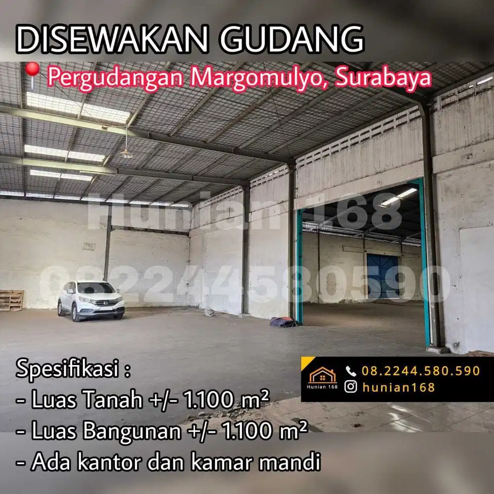 SEWA Gudang Pergudangan Margomulyo Suri Mulia Permai Angtropolis Indah