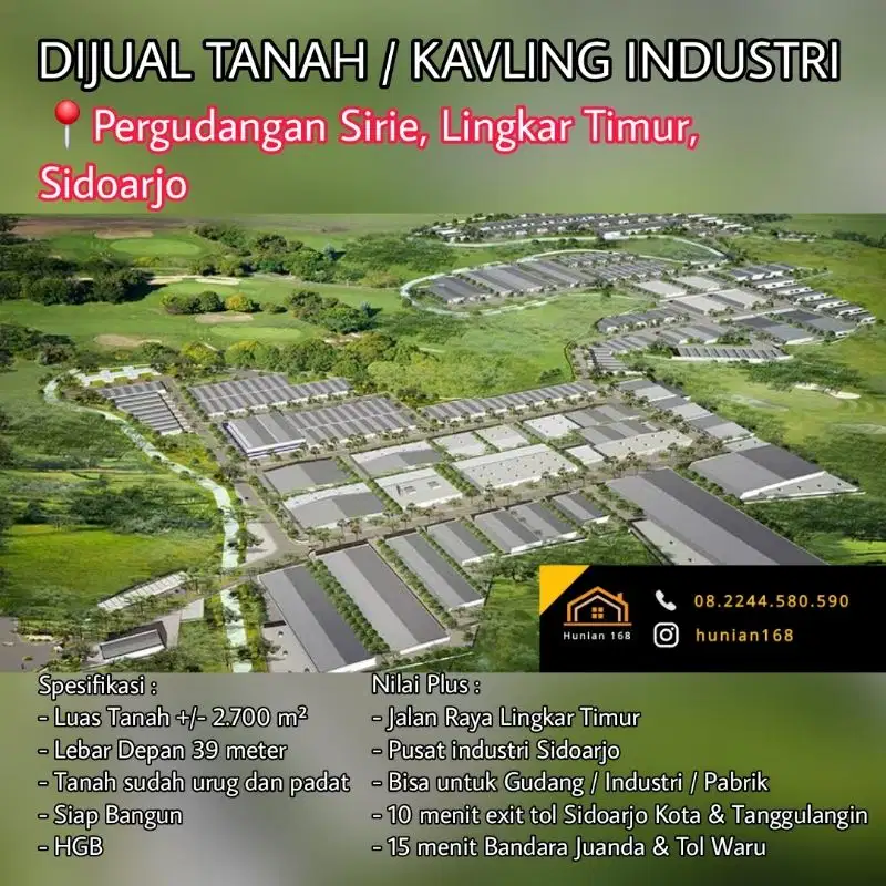 Tanah Kavling Industri Gudang Sirie Safe n Lock Lingkar Timur Sidoarjo