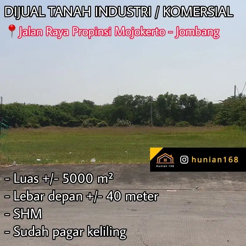 JUAL Tanah Industri Komersial Raya Propinsi Trowulan Mojokerto Jombang