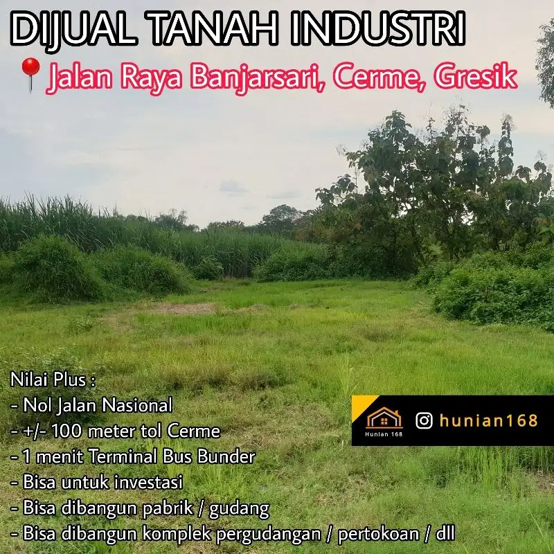 Tanah Gudang Industri Pabrik Raya Cerme Banjarsari Banjar Sari Gresik