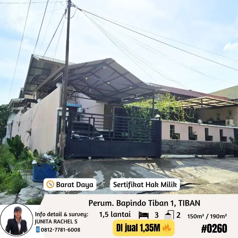 dijual rumah semi furnished Tiban Bapindo I