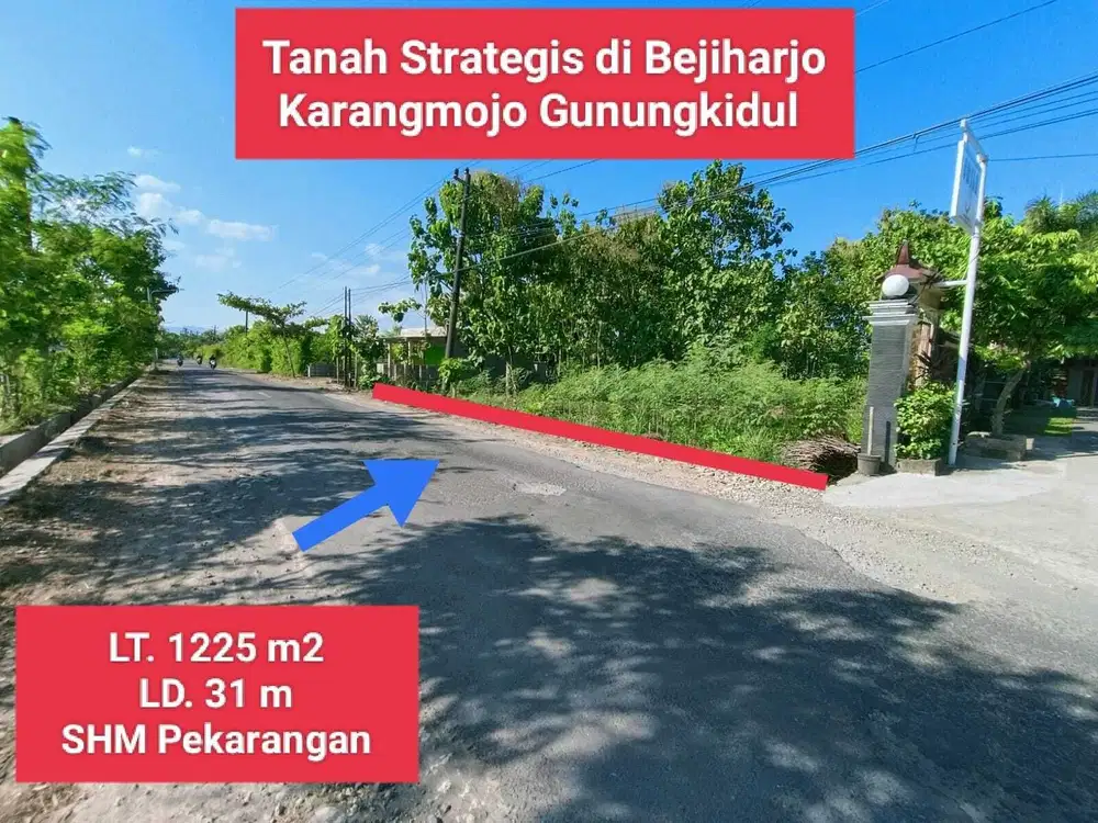 Jual Tanah Pinggir jalan raya Pindul Bejiharjo Karangmojo Gunung Kidul
