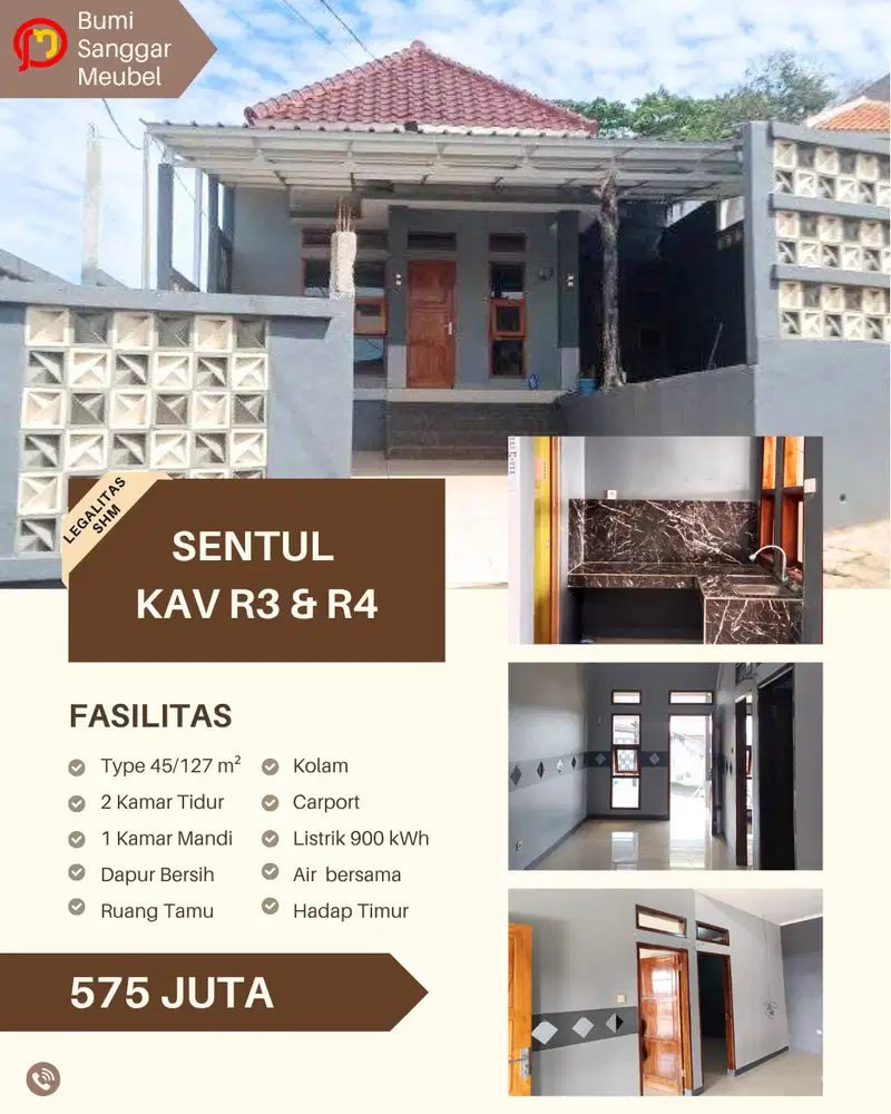 Rumah datar pinggir jalan desa