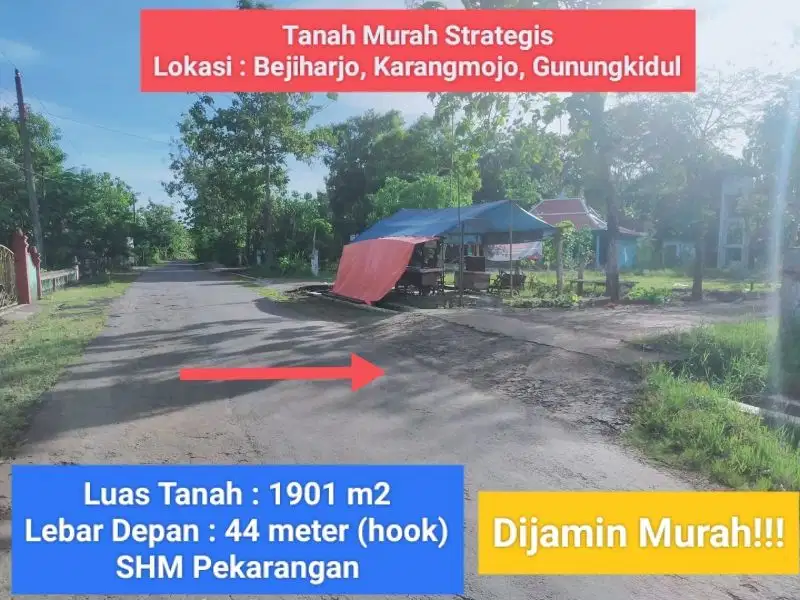 Tanah dijual murah pekarangan di Bejiharjo karangmojo Gunungkidul