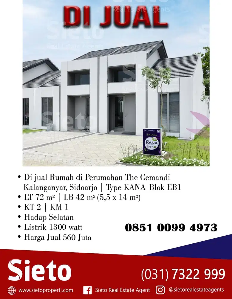 promo Di jual Rumah di Perumahan The Cemandi Kalanganyar, Sidoarjo Ty