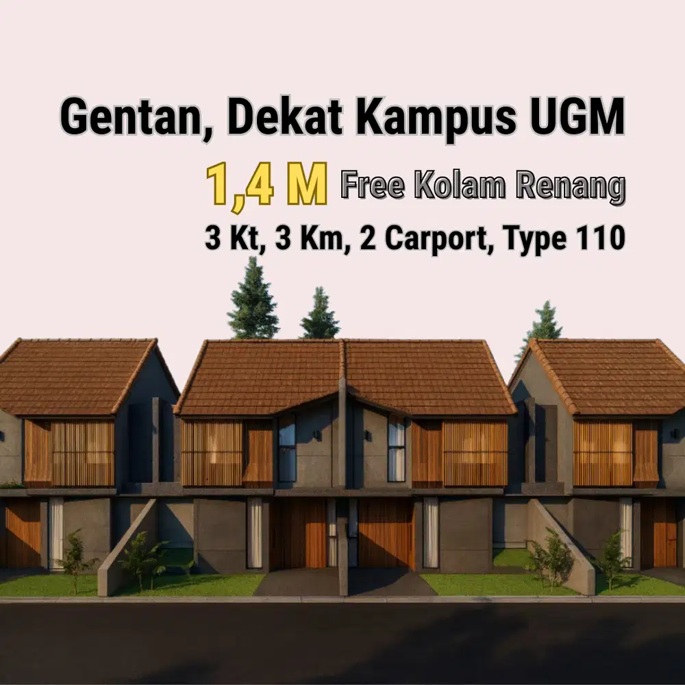 10 Menit ke UGM, dijual Rumah Yogyakarta: Bonus Kolam Renang