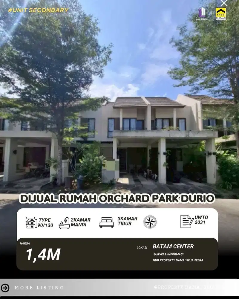 Dijual Rumah Orchard Park Cluster Durio Batam Center