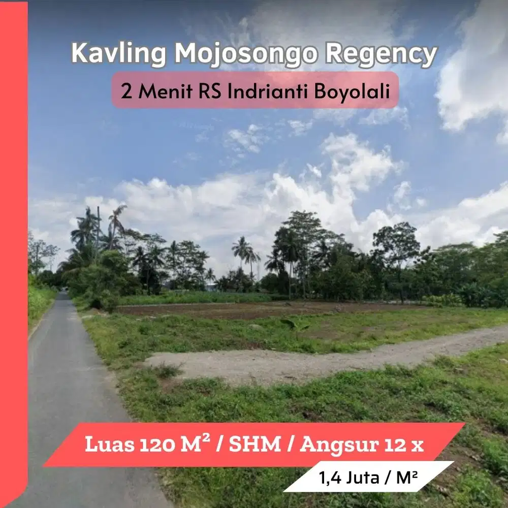 Tanah Hunian di Mojosongo, 3 menit Pintu Toll Boyolali, DP Fleksibel