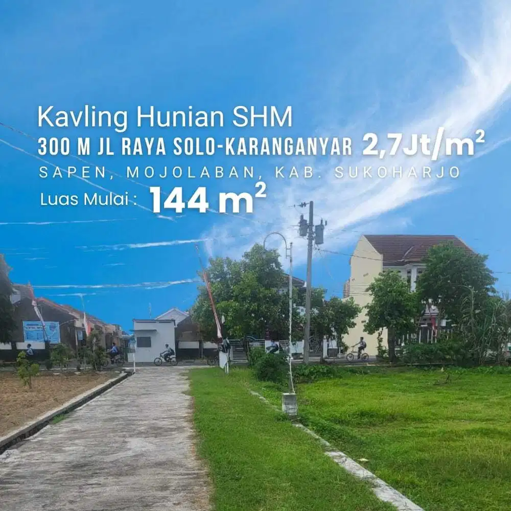 Area Solo Timur, Tanah 2 Jt-an dekat Kampus UNS Surakarta, SHM