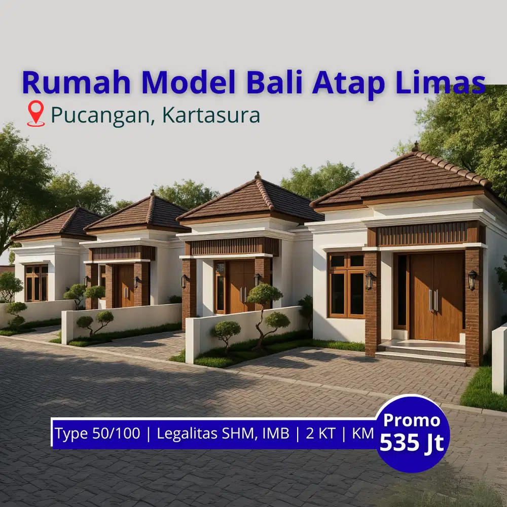 Rumah di Solo, 500 jt-an, Model Arsitektur Bali Atap Limas, SHM & IMB