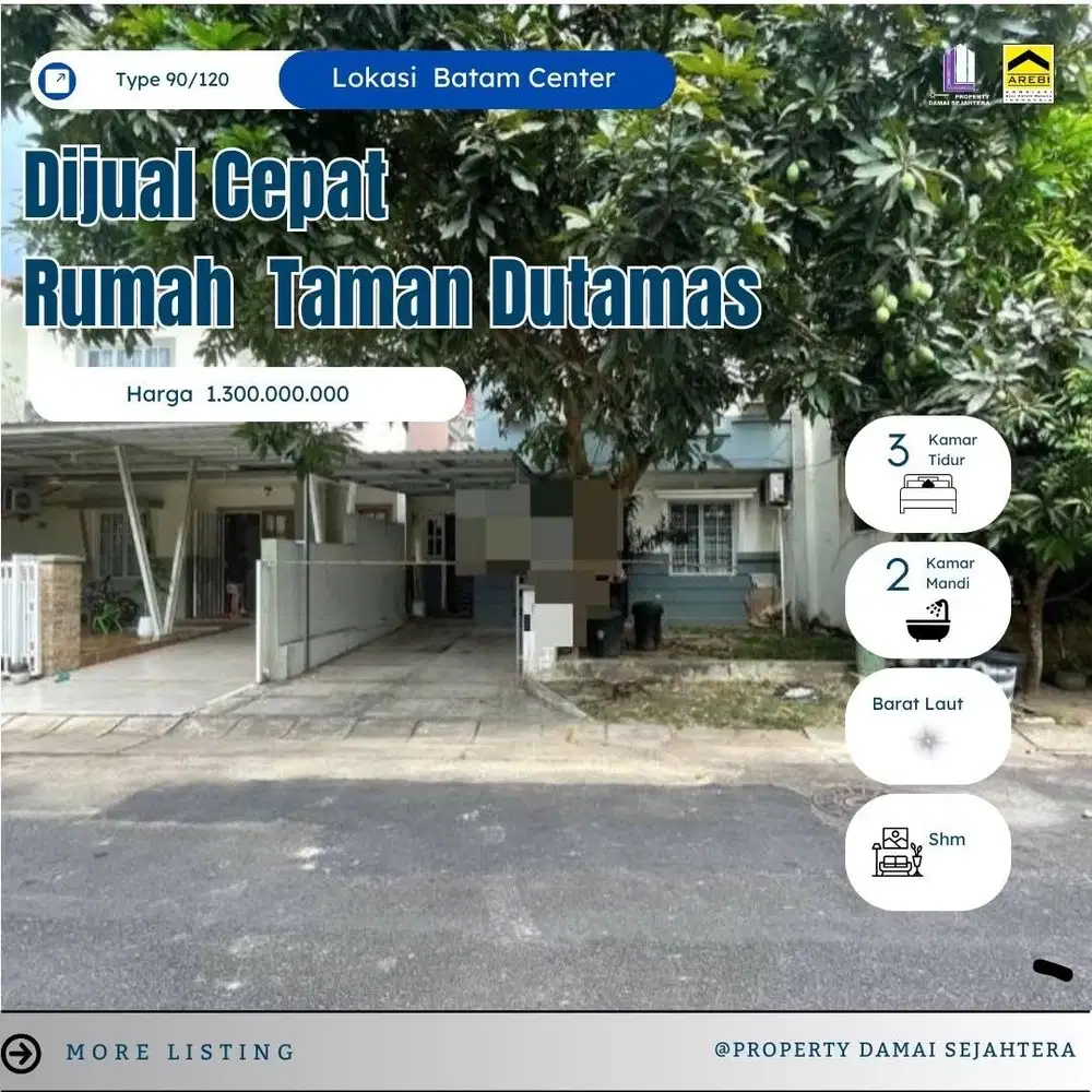Dijual Rumah Dutamas Batam Center